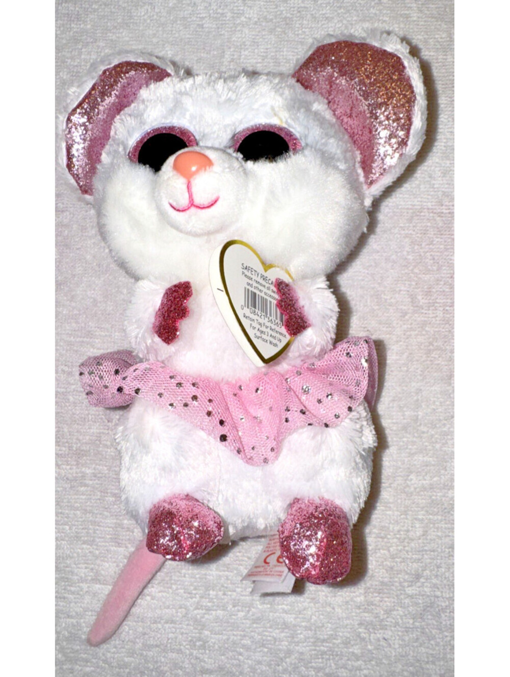 TY Beanie Boos NINA the Mouse Stuffed Animal Toy Plush 6" MWMTs Glitter Eyes